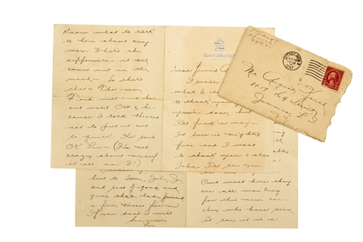 Tremendous 1927 Lou Gehrig Handwritten and Signed Letter With Original Signed Mailing Envelope- Written During the Yankees Greatest Season